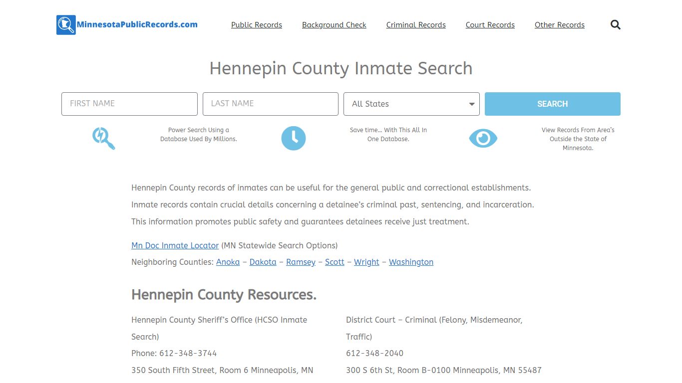 Hennepin County Inmate Search - HCSO Current & Past Jail Records